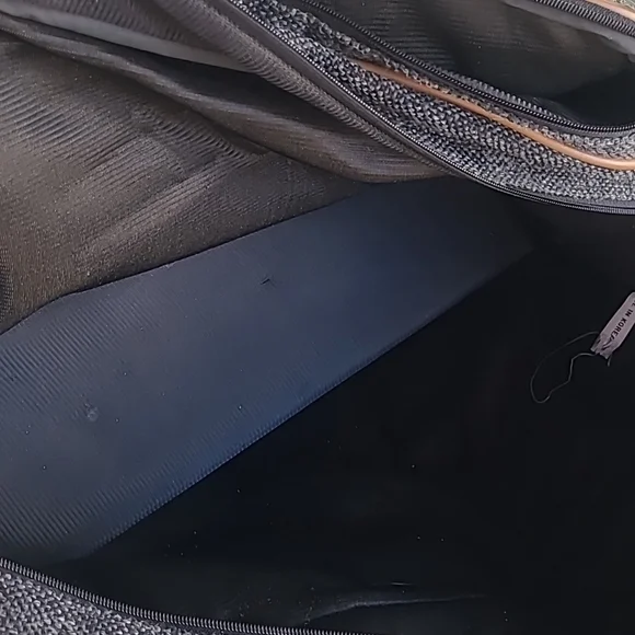 Cambridge Vintage Gray Tweed and Leather Carry-On Satchel Weekender Bag - Picture 10 of 11